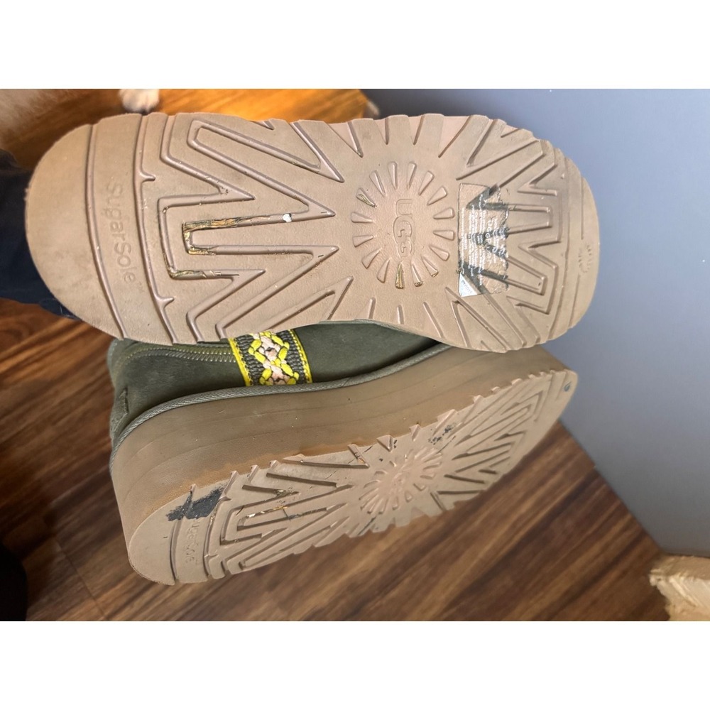 UGG Classic Ultra Mini Platform Burnt Olive Green Suede Boots Size 10.5/11 - Picture 5 of 8